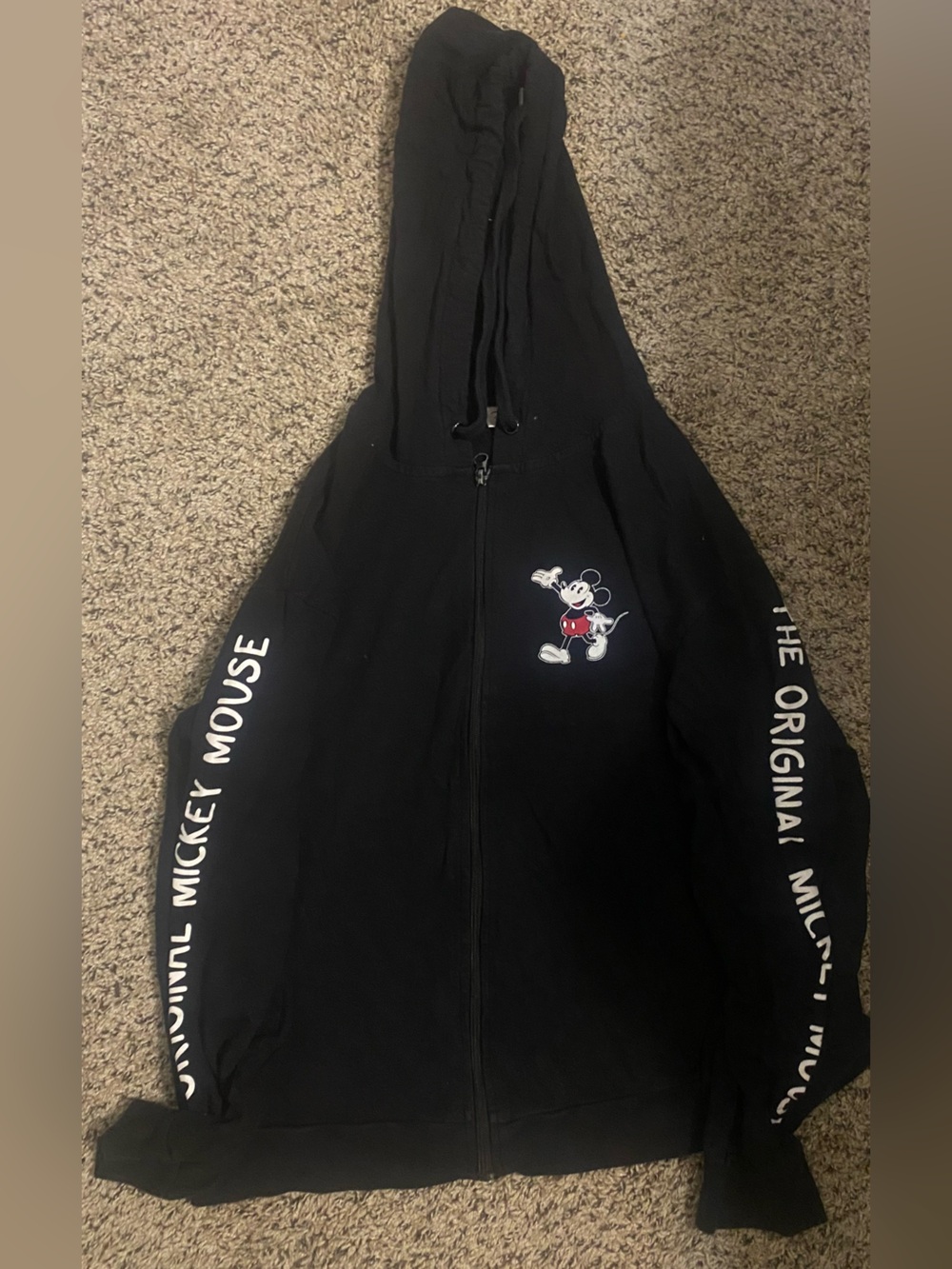 Disney Black Hoodie Jacket with Mickey Mouse Graphic